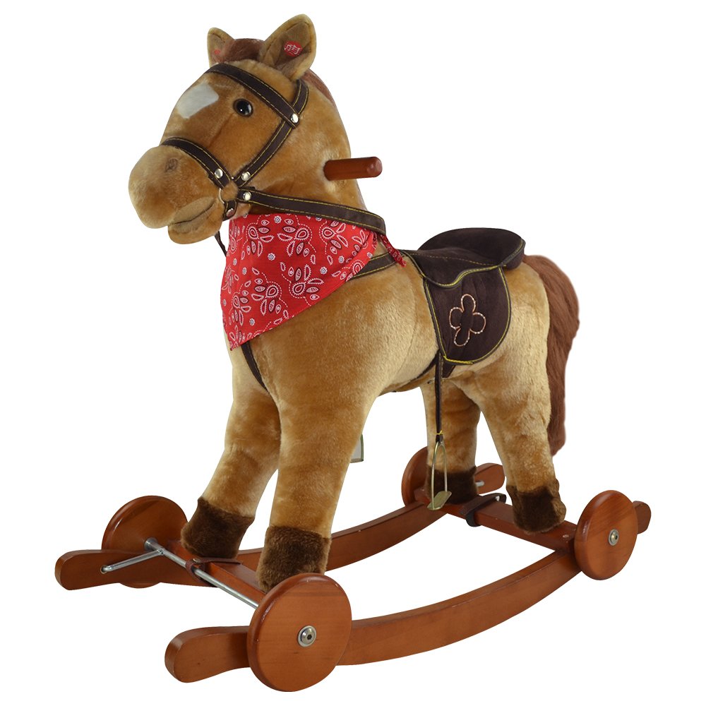 Cavalo 2 em 1 Musical Revestido em Pelúcia com Rodas