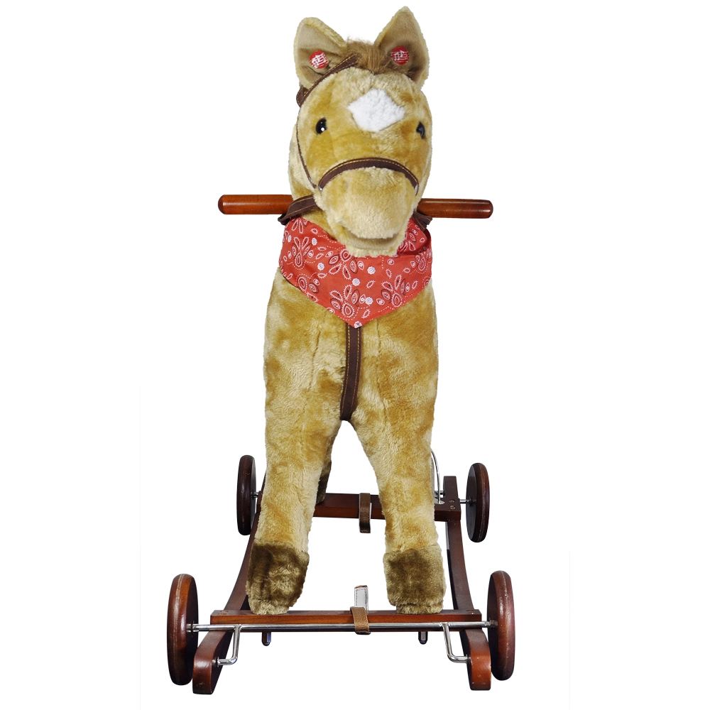 Cavalo 2 em 1 Musical Revestido em Pelúcia com Rodas