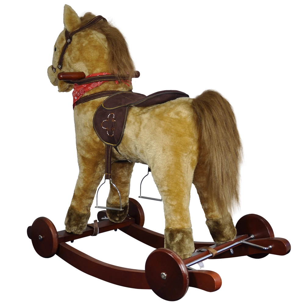 Cavalo 2 em 1 Musical Revestido em Pelúcia com Rodas