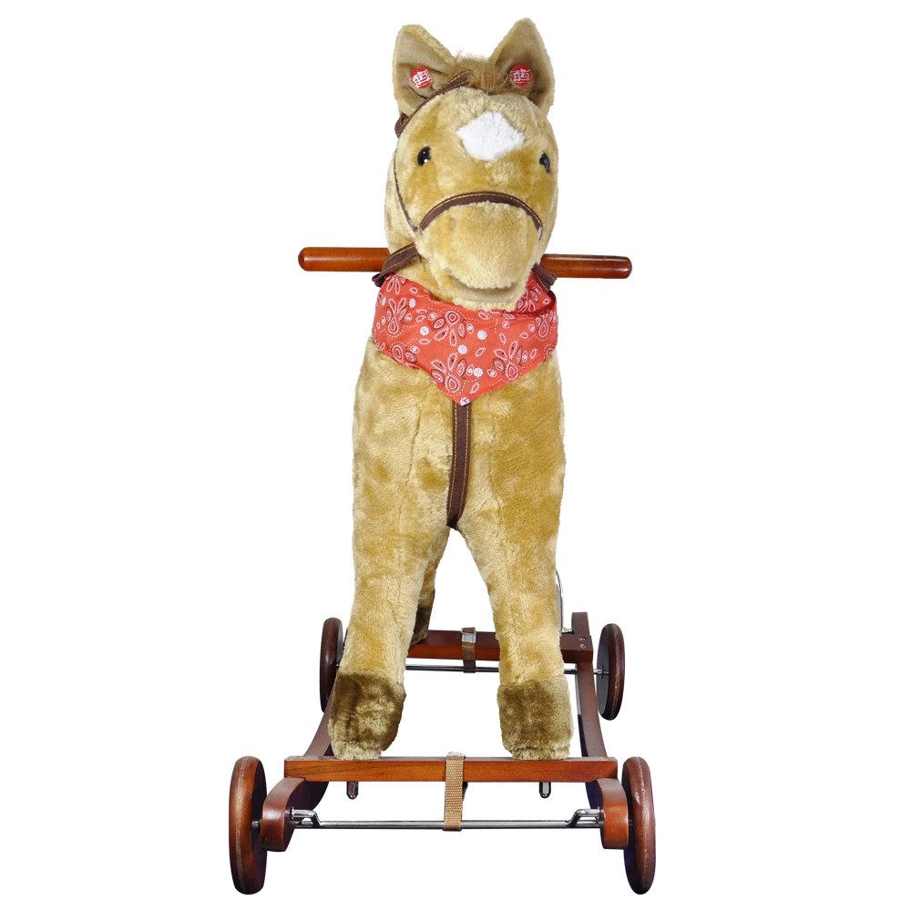 Cavalo 2 em 1 Musical Revestido em Pelúcia com Rodas