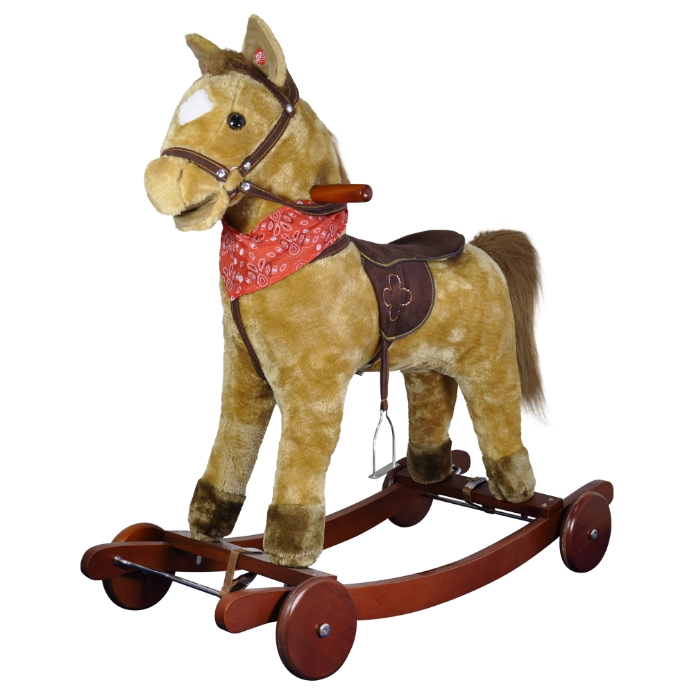 Cavalo 2 em 1 Musical Revestido em Pelúcia com Rodas