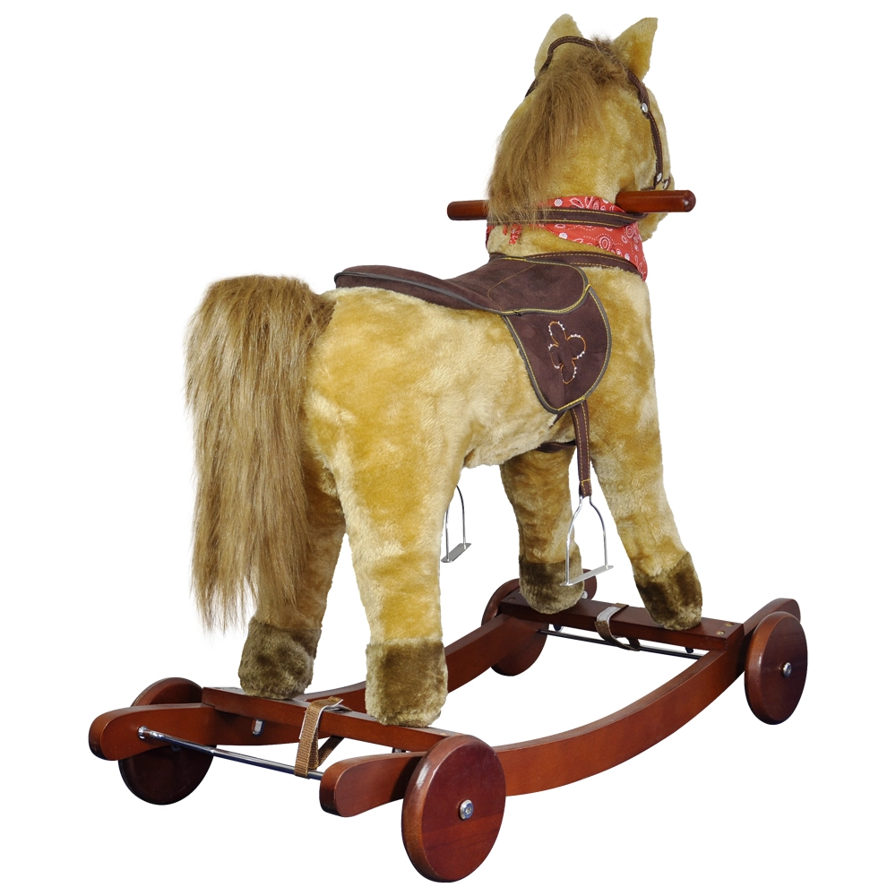 Cavalo 2 em 1 Musical Revestido em Pelúcia com Rodas