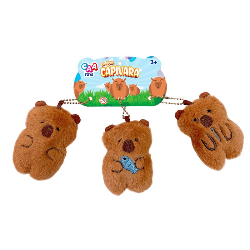 Pelúcia Chaveiro Capivara Divertida Kit com 3 peças